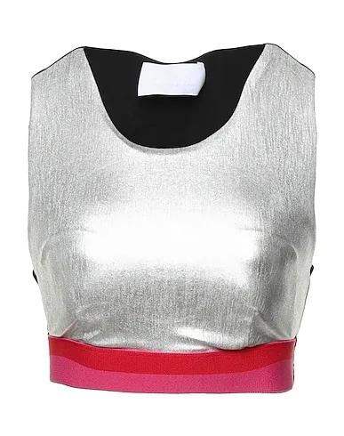 Silver Synthetic fabric Top