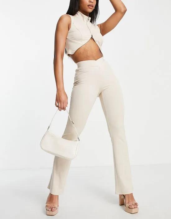 Simmi dipped waist flare pants in stone - part of a set