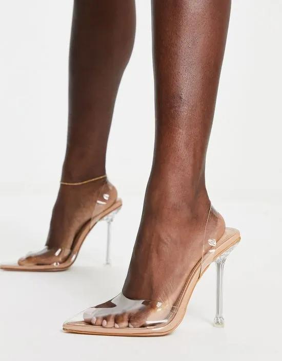 Simmi London Solace heeled shoes in clear and beige
