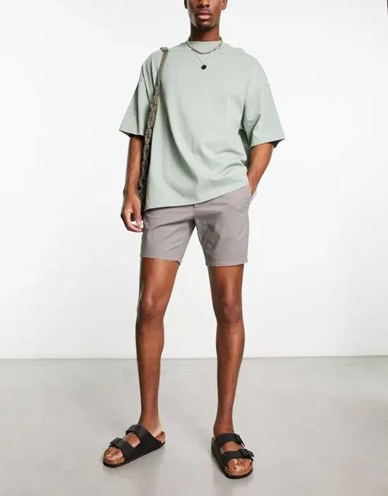 skinny chino shorts in charcoal