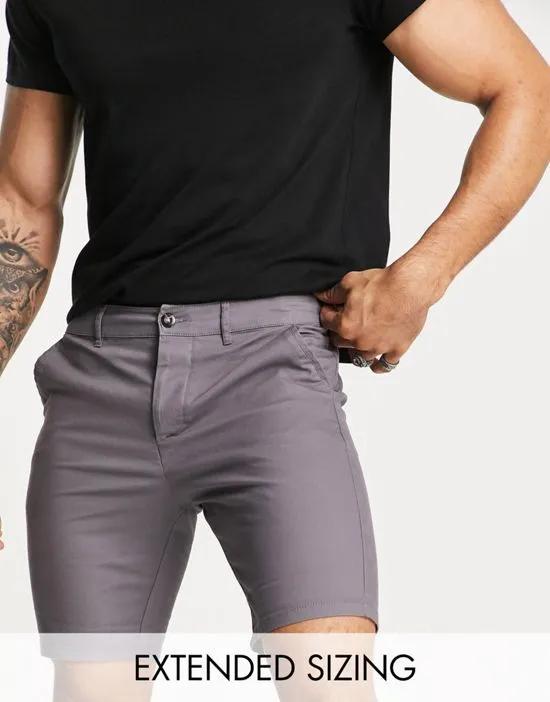 skinny chino shorts in charcoal