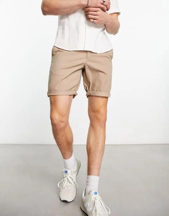 skinny chino shorts in stone