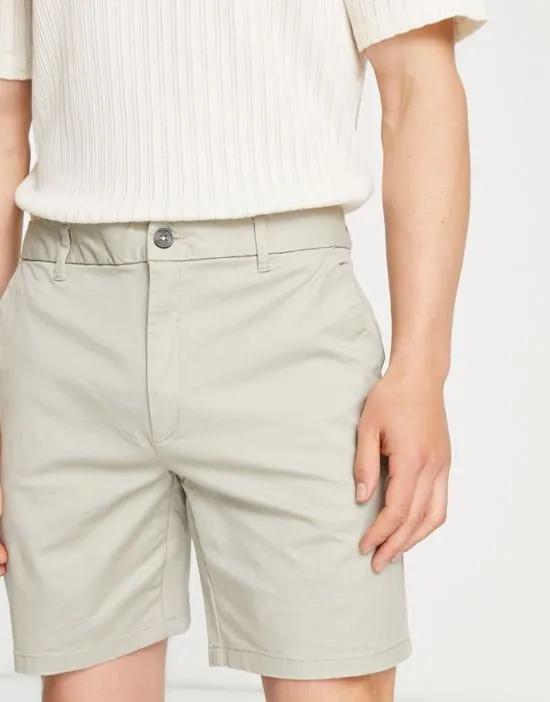 skinny chino shorts in stone