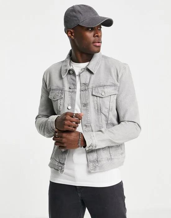 skinny denim jacket in gray