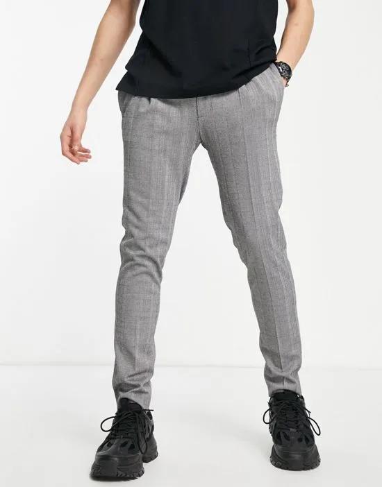 skinny herringbone stripe smart pants in gray