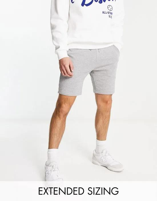 skinny jersey shorts in gray heather