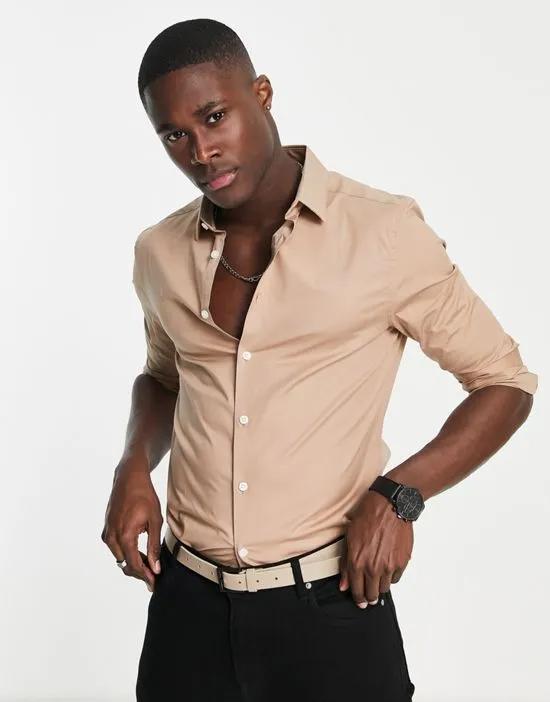 skinny shirt in beige