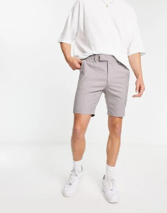 skinny smart shorts in mid gray