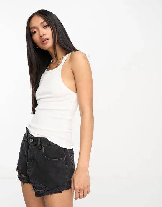 skinny strap tank top in white