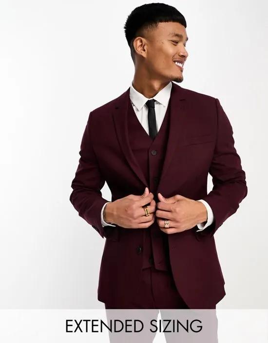 skinny suit jacket in burgundy