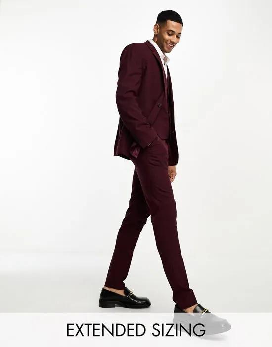 skinny suit jacket in burgundy
