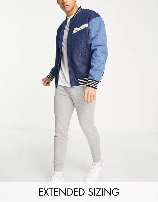 skinny sweatpants in gray marl