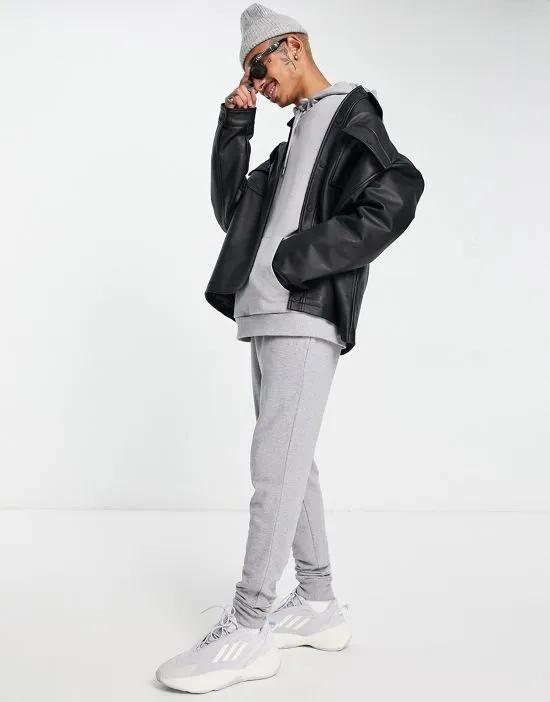 skinny sweatpants in gray marl