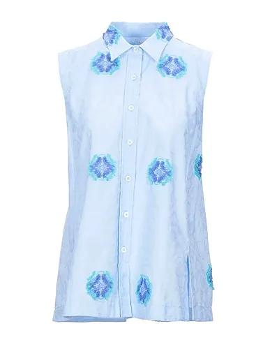 Sky blue Alcantara Solid color shirts & blouses
