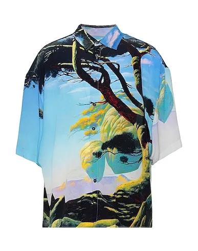 Sky blue Crêpe Patterned shirt