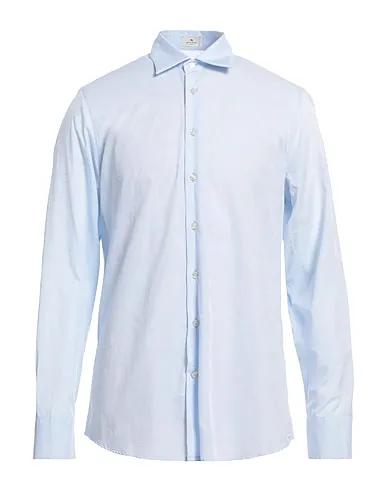 Sky blue Jacquard Solid color shirt