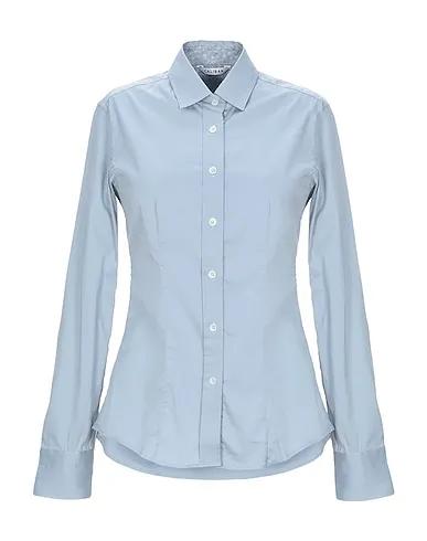Sky blue Jacquard Solid color shirts & blouses