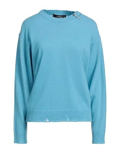 Sky blue Knitted Cashmere blend