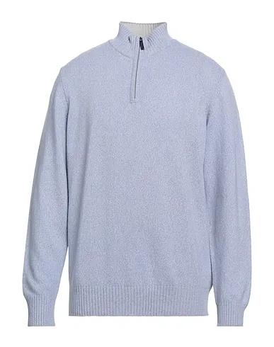Sky blue Knitted Sweater with zip