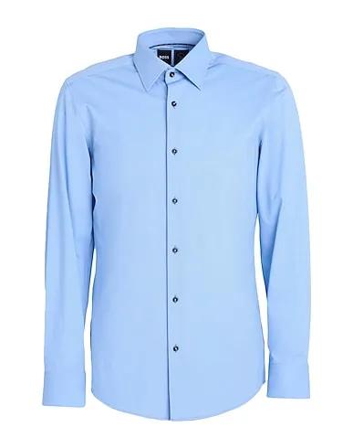 Sky blue Piqué Solid color shirt