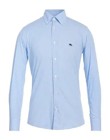 Sky blue Plain weave Checked shirt