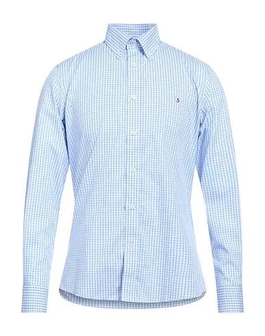 Sky blue Plain weave Checked shirt