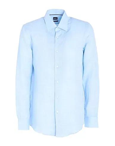 Sky blue Plain weave Linen shirt