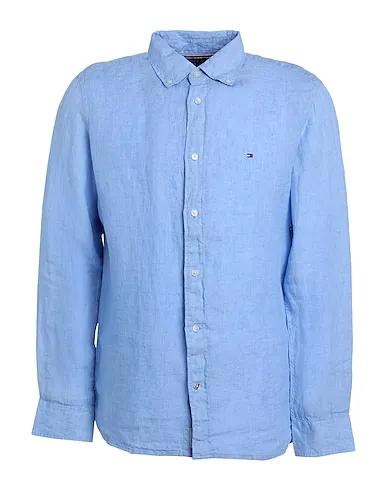 Sky blue Plain weave Linen shirt