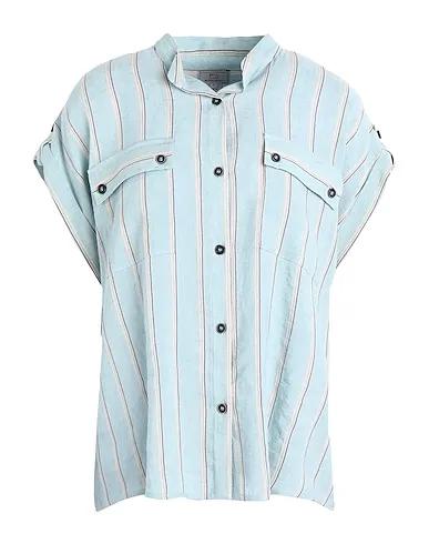 Sky blue Plain weave Linen shirt