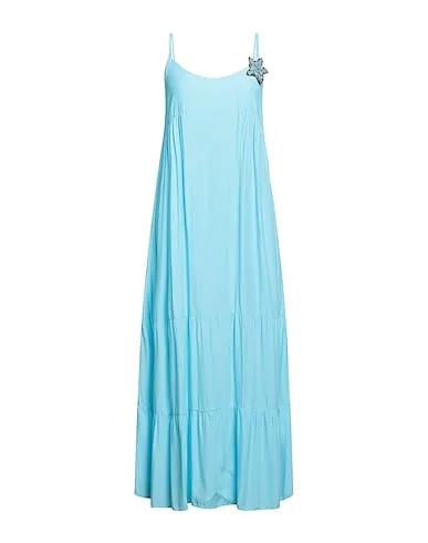 Sky blue Plain weave Long dress