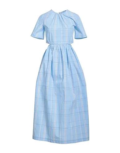 Sky blue Plain weave Long dress