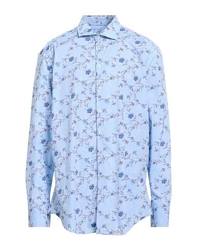 Sky blue Plain weave Patterned shirt