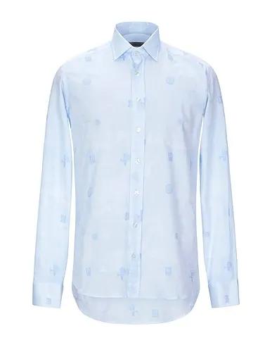 Sky blue Plain weave Patterned shirt