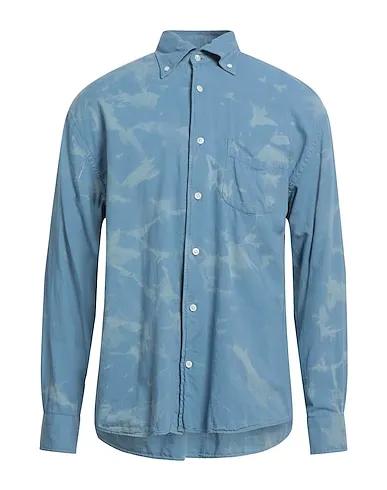 Sky blue Plain weave Patterned shirt