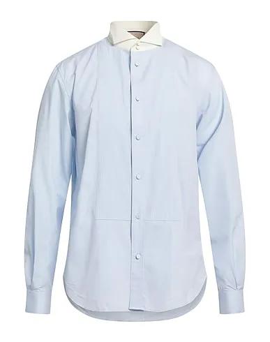 Sky blue Plain weave Patterned shirt