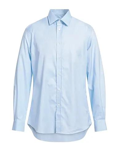Sky blue Plain weave Solid color shirt