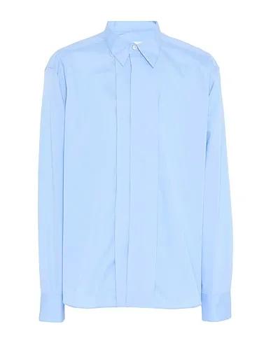 Sky blue Plain weave Solid color shirt