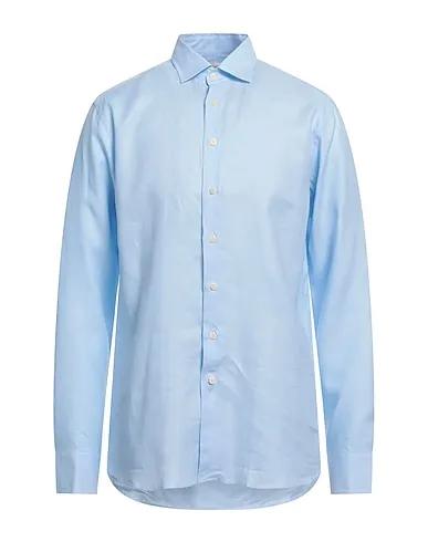 Sky blue Plain weave Solid color shirt
