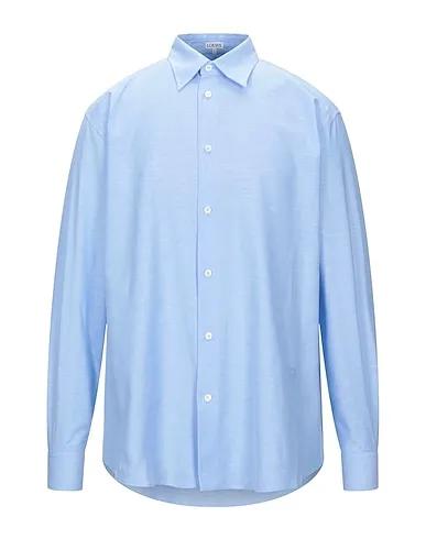Sky blue Plain weave Solid color shirt