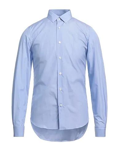 Sky blue Plain weave Solid color shirt