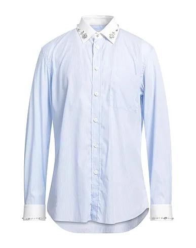 Sky blue Plain weave Striped shirt