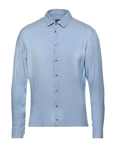 Sky blue Plain weave Striped shirt