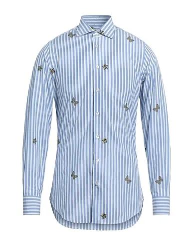 Sky blue Plain weave Striped shirt