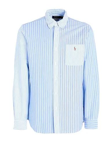 Sky blue Plain weave Striped shirt