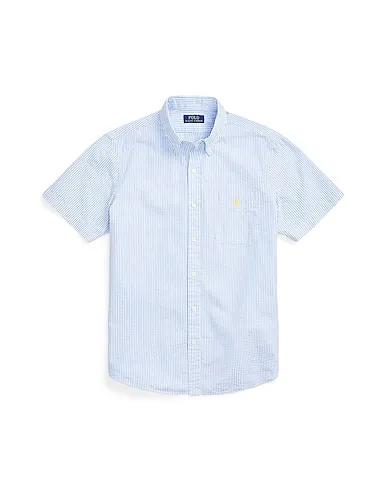 Sky blue Plain weave Striped shirt