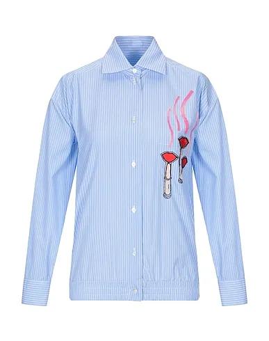 Sky blue Plain weave Striped shirt