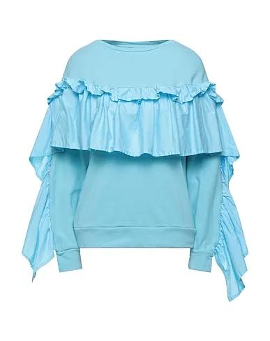Sky blue Plain weave Sweatshirt