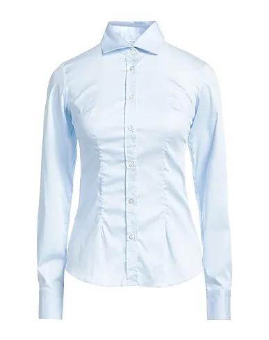 Sky blue Poplin Solid color shirts & blouses