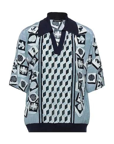 Sky blue Satin Patterned shirt