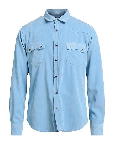 Sky blue Velvet Solid color shirt